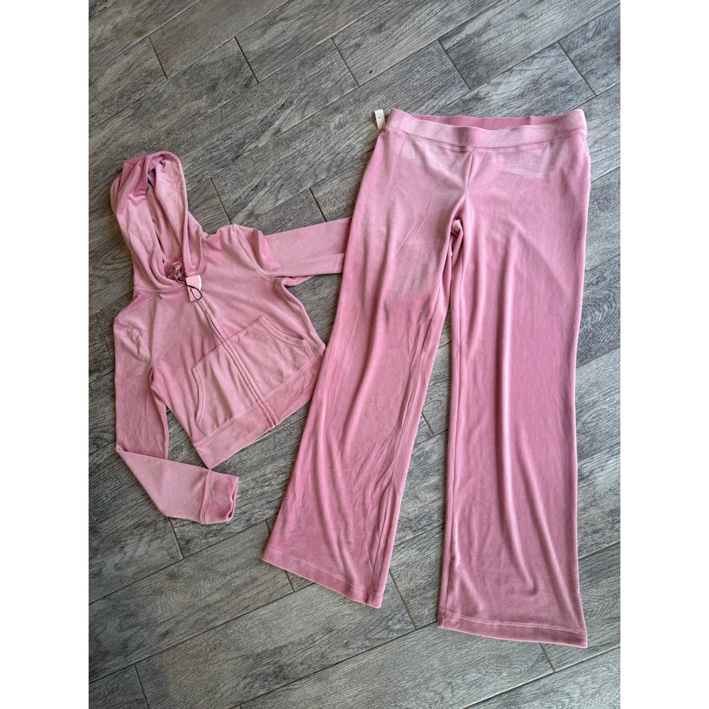 Juicy Couture Tracksuit Set Pink Velour Rhinestone Bling NWT Pants Jacket Womens